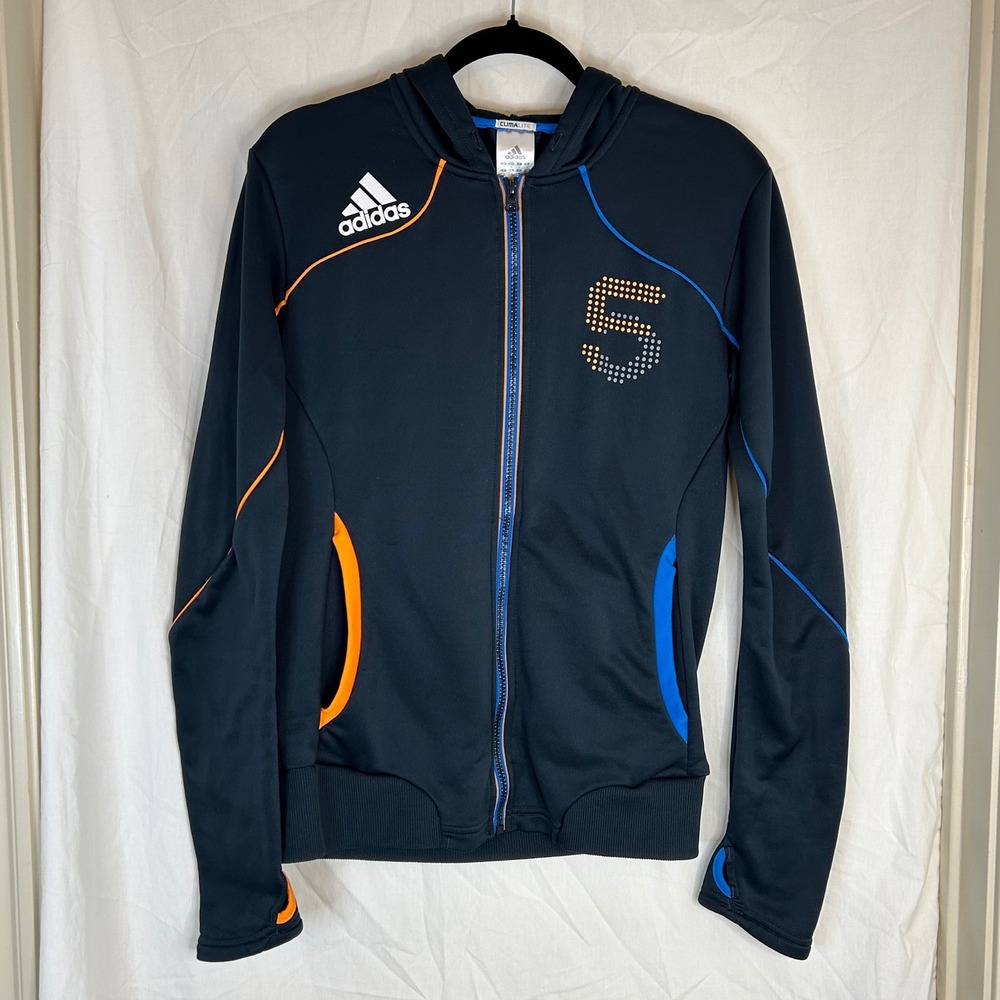 Adidas F 50 ClimaLite Full Zip Track Jacket Hoodie Number 5 Womens Small Blue